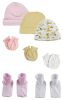 Baby Girl Infant Caps, Booties and Mittens (Pack of 8)