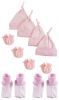 Girls Knotted Caps , Booties and Mittens - 10 Piece Set