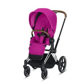 CYBEX Priam 3-in-1 Travel System Chrome with Brown Details Baby Stroller – Fancy Pink