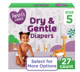 Parent's Choice Dry & Gentle Diapers Size 5, 27 Count