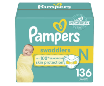 Pampers Swaddlers Baby Diapers Size Newborn, 136 Count