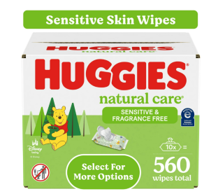 Huggies Natural Care Sensitive Baby Wipes, Unscented, 10 Pack, 560 Total Ct