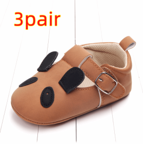 Spring and autumn cartoon animal baby shoes matte leather non-slip soft bottom baby shoes wholesale 0884 (Option: PandaA 3pair-13CM)