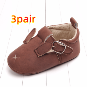 Spring and autumn cartoon animal baby shoes matte leather non-slip soft bottom baby shoes wholesale 0884 (Option: Rabbit B 3pair-13CM)