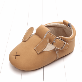 Spring and autumn cartoon animal baby shoes matte leather non-slip soft bottom baby shoes wholesale 0884 (Option: Yellow rabbit-13CM)