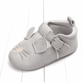 Spring and autumn cartoon animal baby shoes matte leather non-slip soft bottom baby shoes wholesale 0884 (Option: Light grey rat-13CM)
