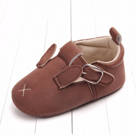 Spring and autumn cartoon animal baby shoes matte leather non-slip soft bottom baby shoes wholesale 0884 (Option: Coffee rabbit-13CM)