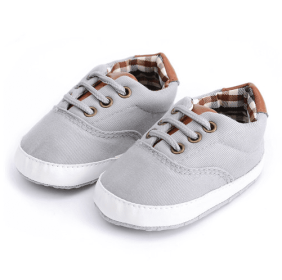 Solid color casual lace soft bottom baby canvas shoes baby shoes toddler shoes (Option: light gray-13cm)