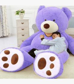 Giant Teddy Bear Plush Toy Huge  Soft Toys  Leather Shell (Option: Purple-100cm)