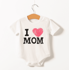 Short sleeve triangle romper (Option: Love Mom-80cm)