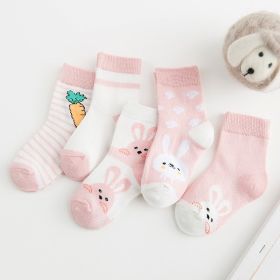 Cotton breathable male and female baby socks (Option: Pink-S)