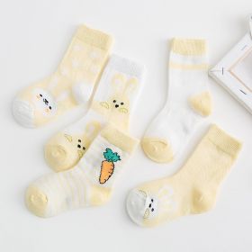 Cotton breathable male and female baby socks (Option: Yellow-XL)