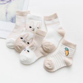 Cotton breathable male and female baby socks (Option: Khaki-L)