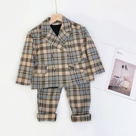 Small, medium and big kids plaid jacket (Option: Brown-110)