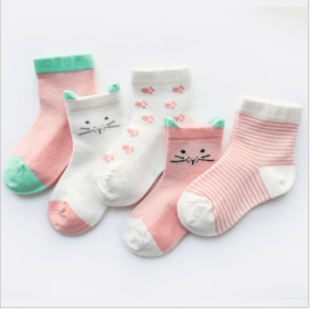 Children's Socks Pack of 5 Colors Breathable Summer Cotton Socks for Boys and Girls (Option: 2-L)