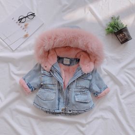 Girl denim coat (Option: Pink-120cm)