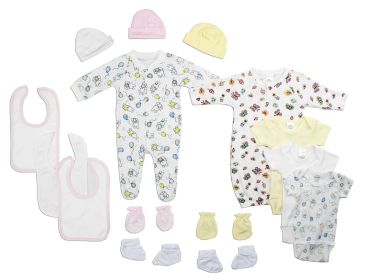 Newborn Baby Girls 15 Pc Layette Baby Shower Gift Set (Color: White/Pink, size: Newborn)