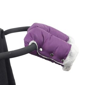 Fleece Stroller Hand Muff, Winter Anti-Freeze Gloves for Baby Stroller (Color: purple)
