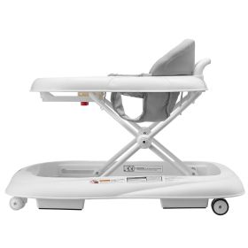 VEVOR Baby Walker, Foldable Baby Walkers with 3-Level Adjustable Height, Rolling Toddler Walker and Activity Center with Wheels & Feeding Tray (Functional Morphology: Single Form, Color: Grey / White)