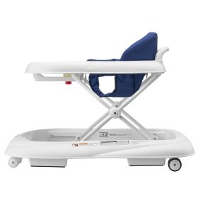 VEVOR Baby Walker, Foldable Baby Walkers with 3-Level Adjustable Height, Rolling Toddler Walker and Activity Center with Wheels & Feeding Tray (Functional Morphology: Single Form, Color: White+Blue)