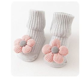 Baby socks (Option: Grey flowers-M)